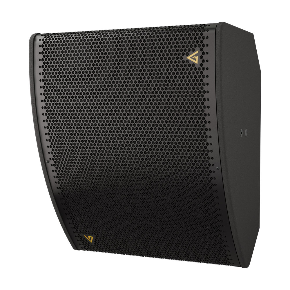 Black professional loudspeaker, white background