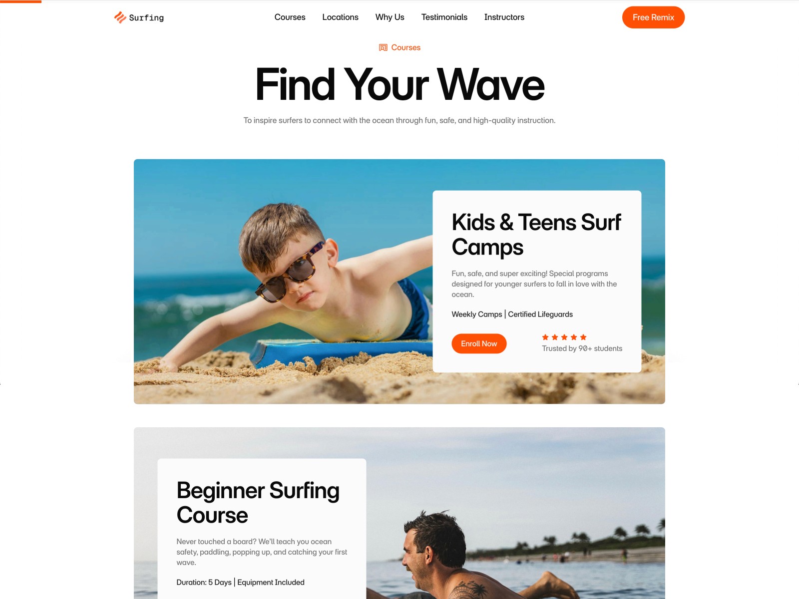 Surfing — 极简现代教育培训网站设计灵感