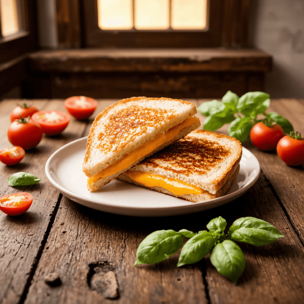 product photography of plate of grilled cheese sandwiches