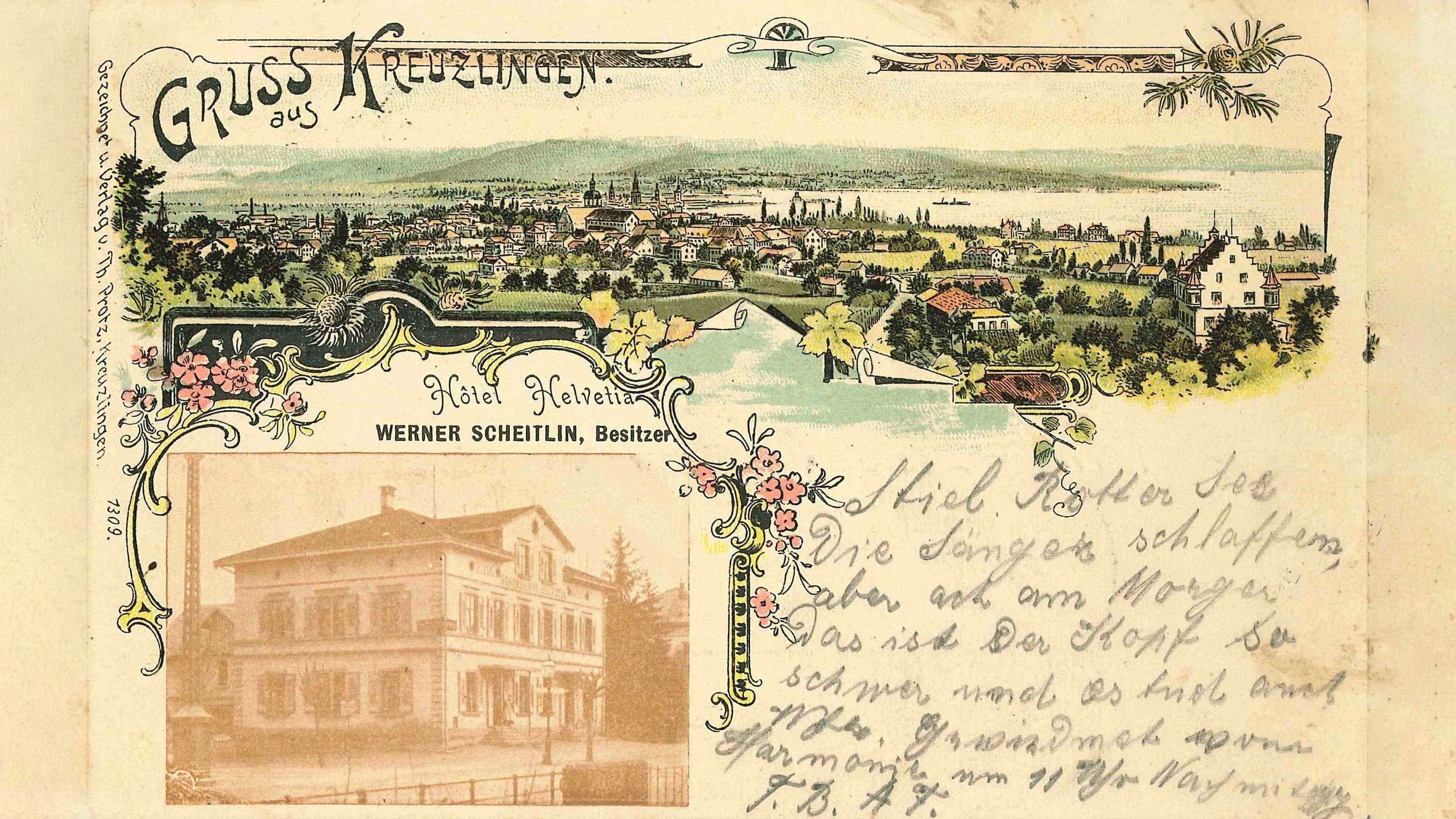 Gruss aus Kreuzlingen – Eine Postkarte mit dem Sujet des ehemaligen Hotel Helvetia