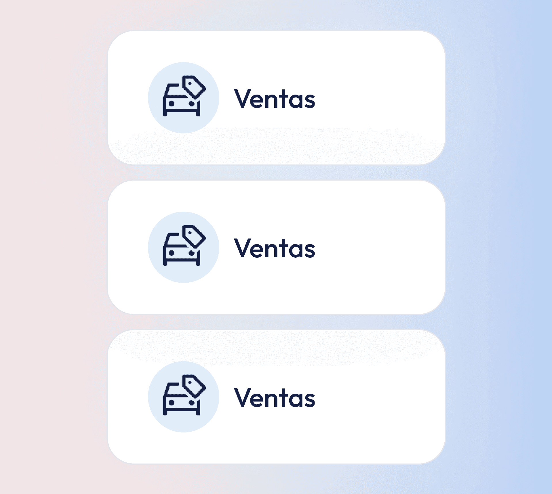 Sales buttons with car icons. "Ventas" text.