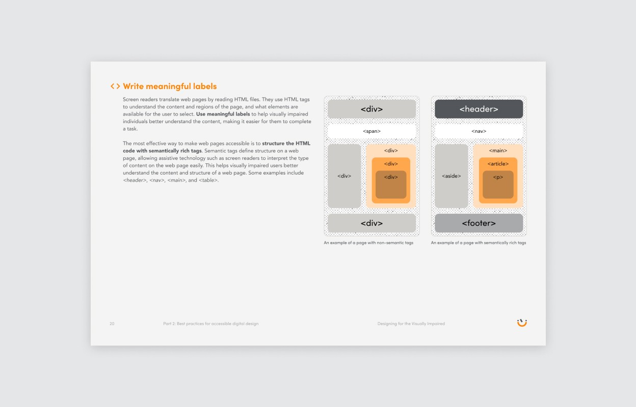 A screenshot from the Designing for the Visually Impaired guide