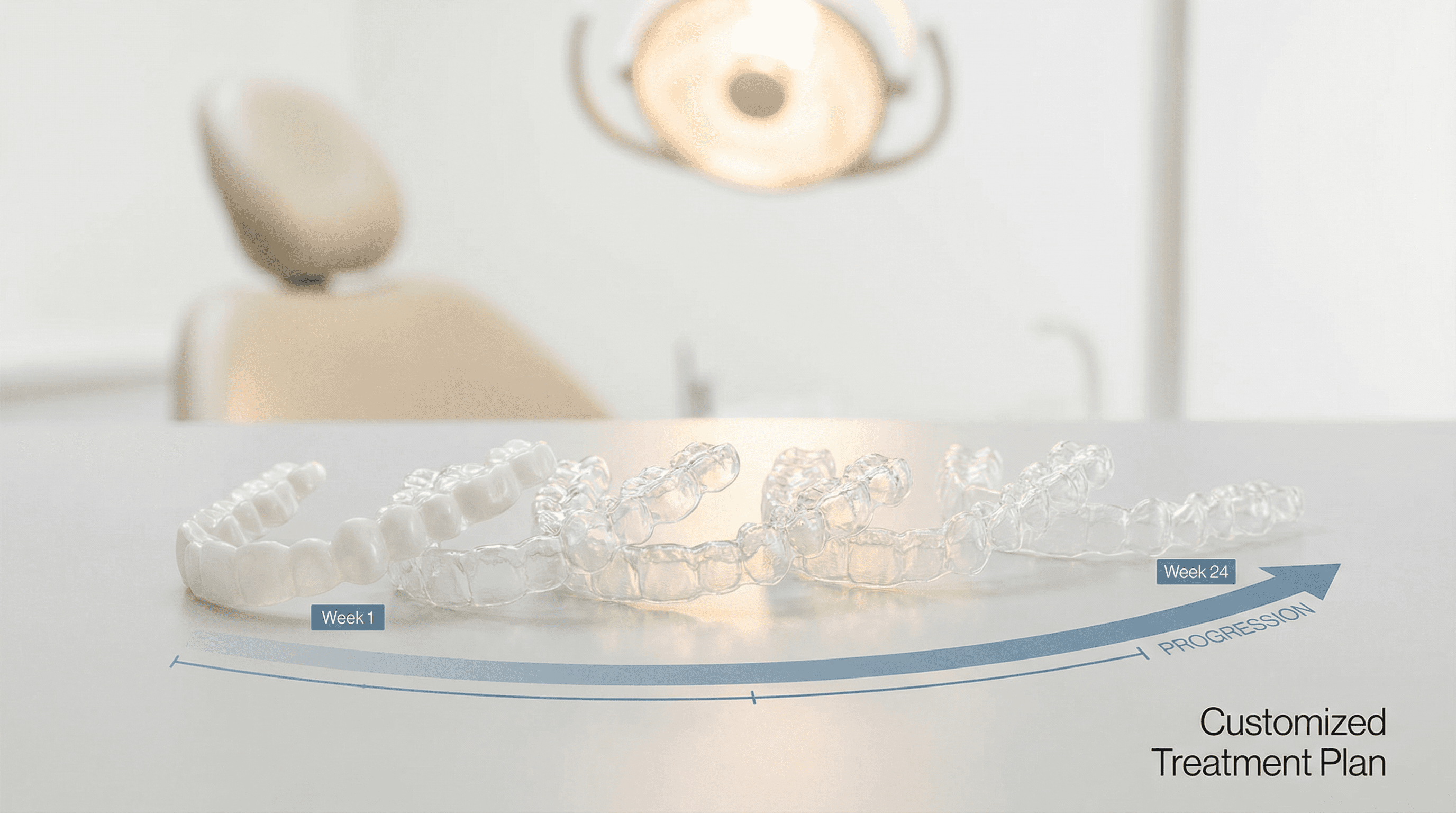 Invisalign clear aligner trays showing customized treatment progression at Smyrna Dental Studio