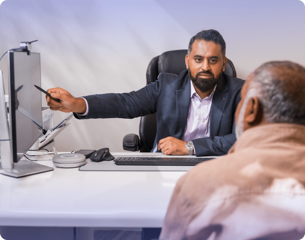 A doctor at the clinic diagnosing the patient