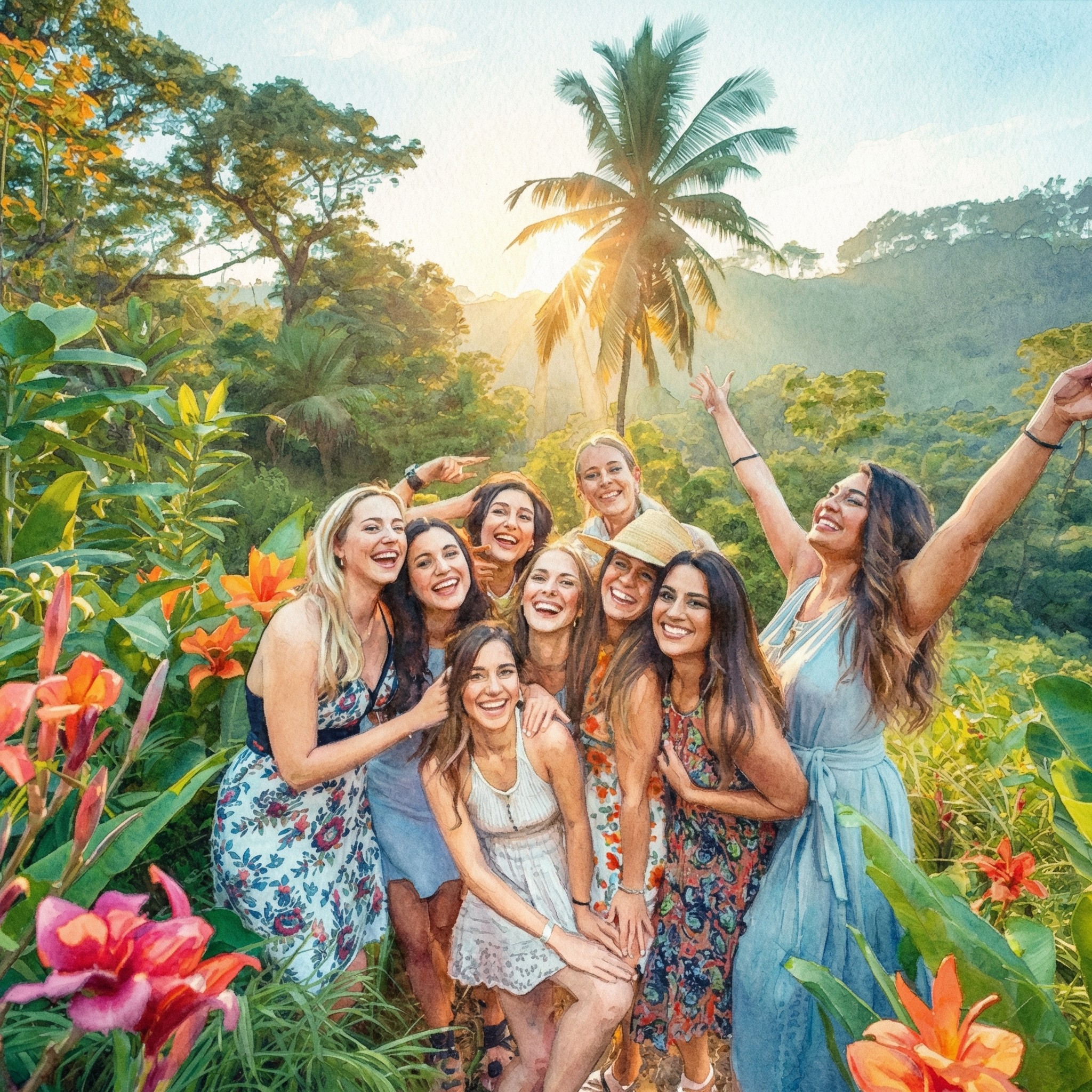 group of people setting up campfire