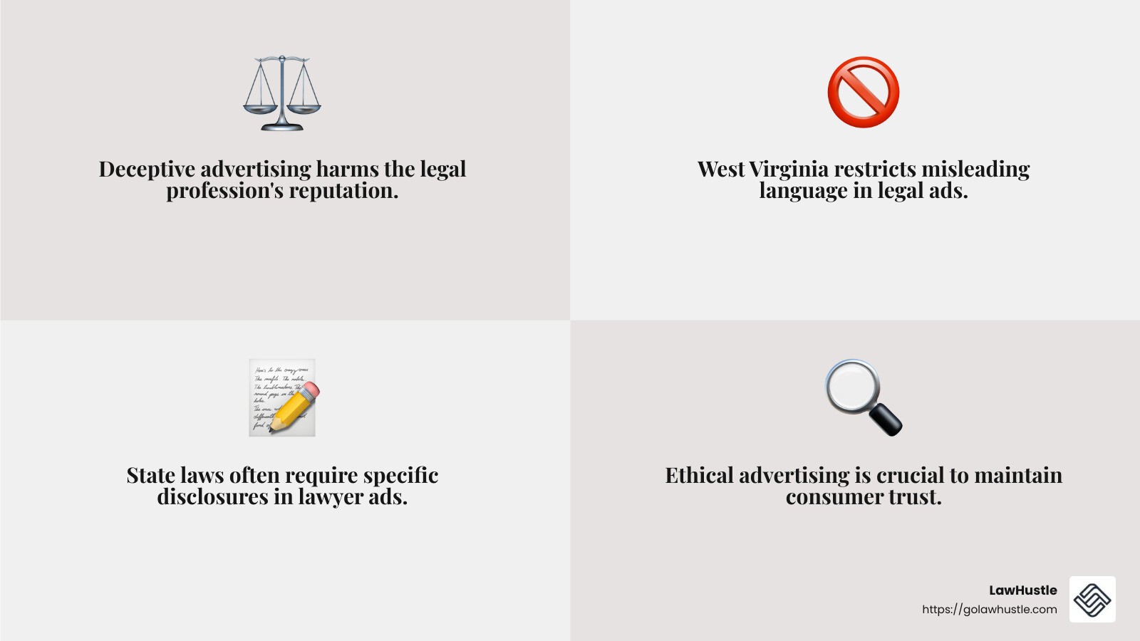 State restrictions on lawyer ads - lawyer tv ads infographic 4_facts_emoji_grey