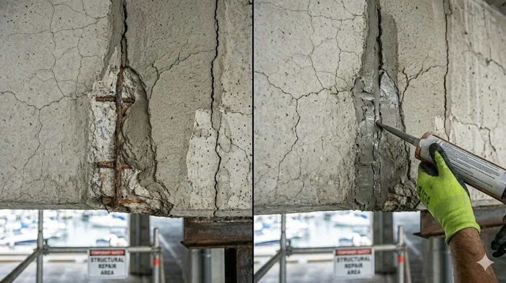 Concrete crack repair and epoxy injection on a Fort Lauderdale structure — Planet Construction FL