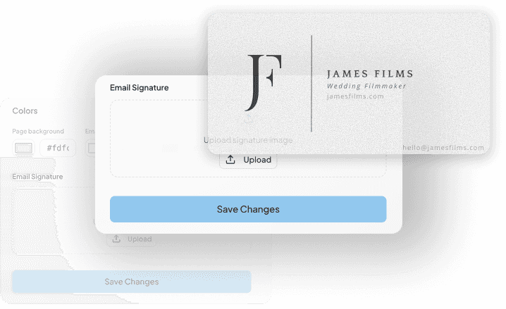 Vyredo email signature feature where user can upload their email signature