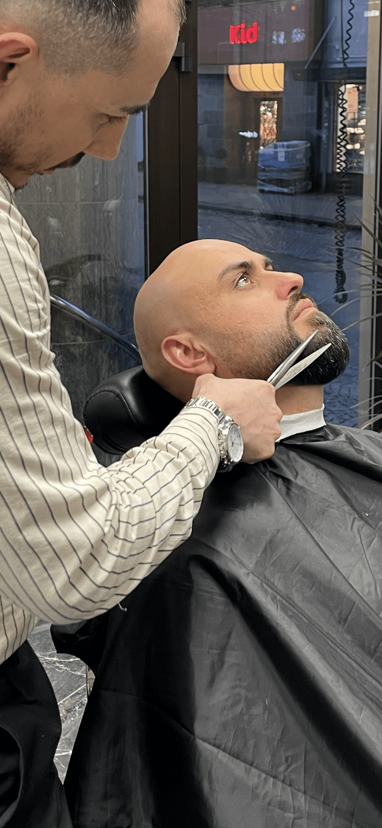 Modern salon interior with marble tiles
