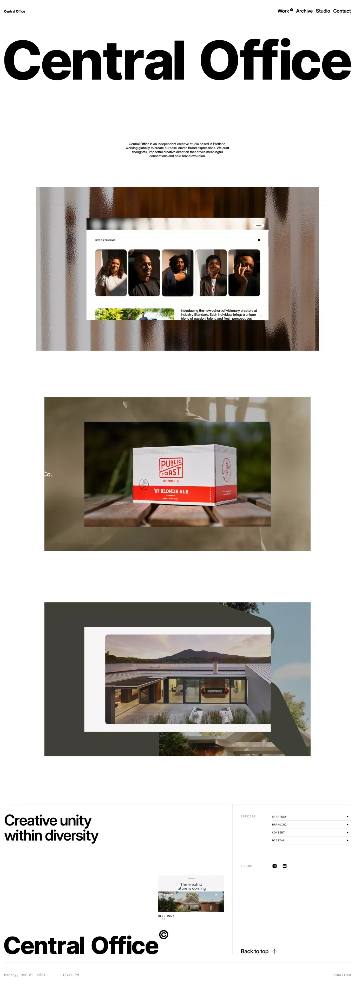 Central Office portfolio page screenshot showcasing Design and Tech design