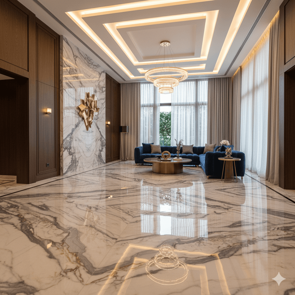 High-end Italian marble flooring and premium finishes in M3M apartments, Gurugram