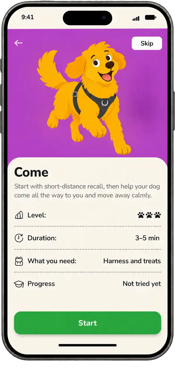 Kyno Come exercise on an iPhone