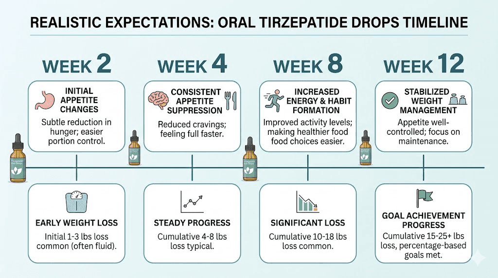 Realistic timeline of oral tirzepatide drops results and expectations