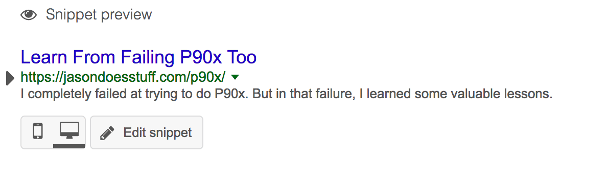 Article SEO preview for P90x