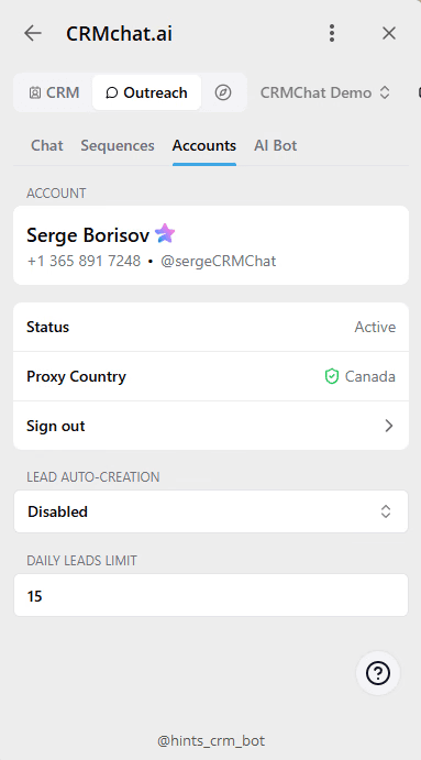 CRM deal card and Telegram chat on one screen