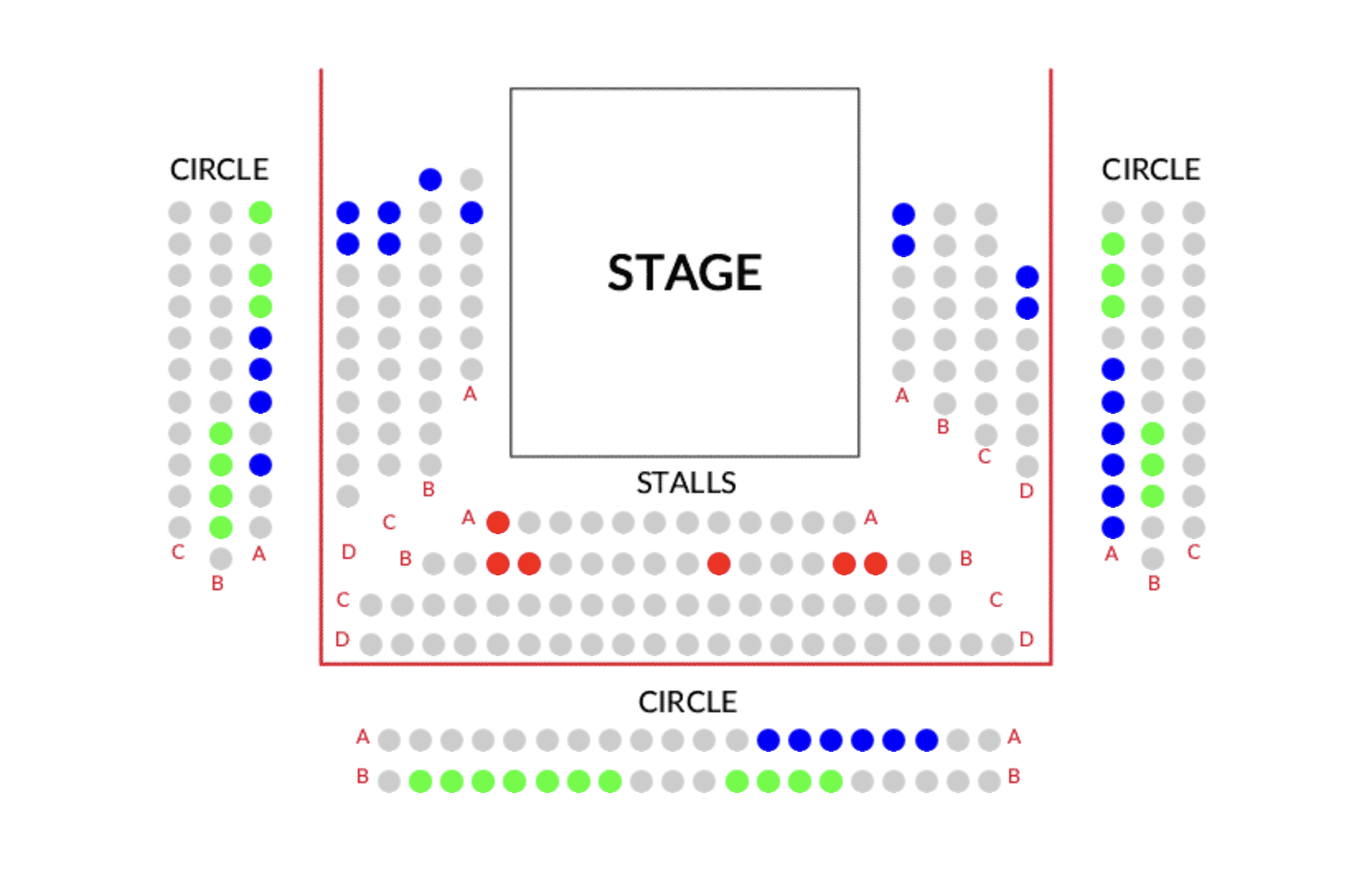Seat map for London's Donmar Warehouse