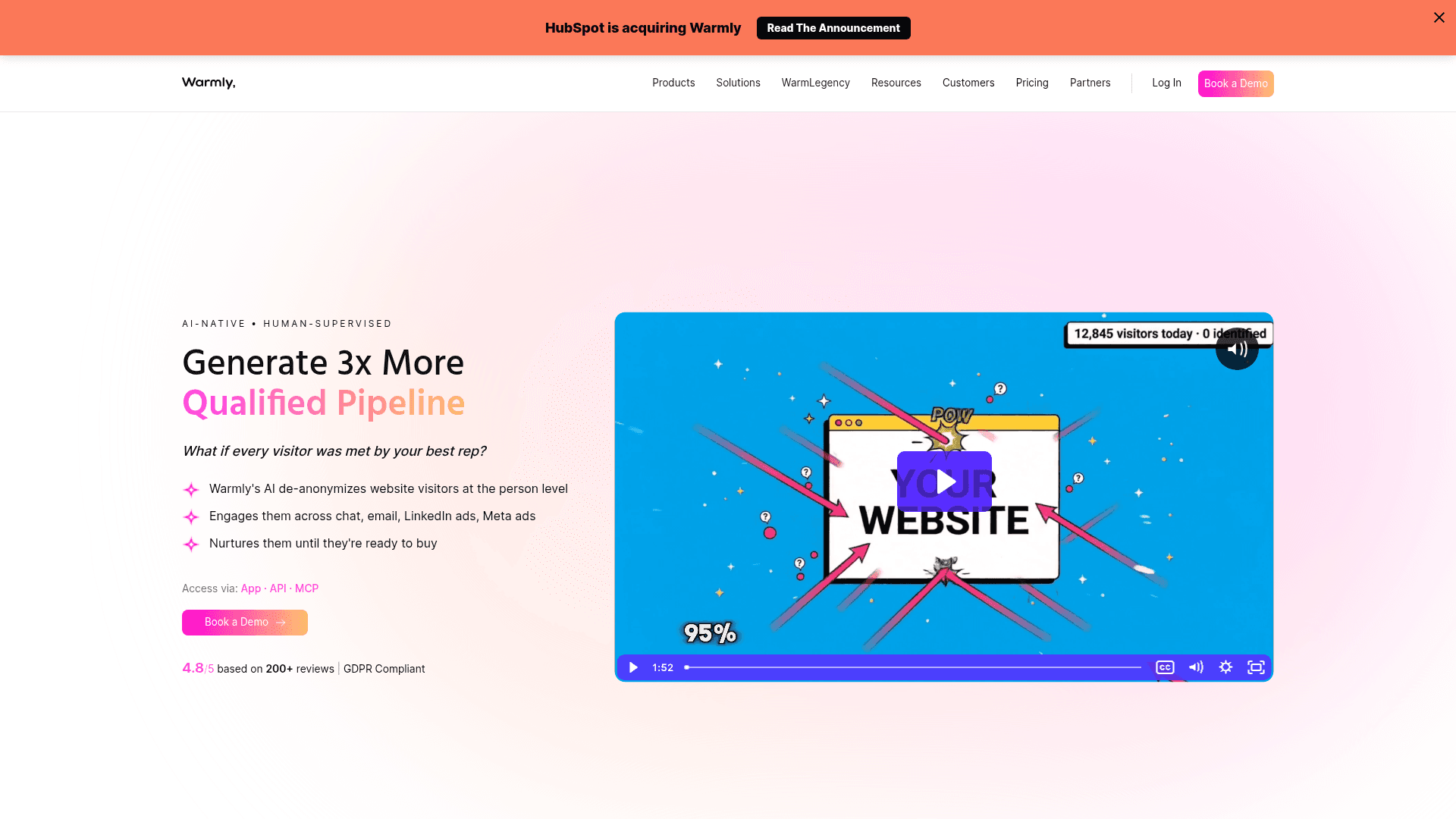 Screenshot of https://www.warmly.ai