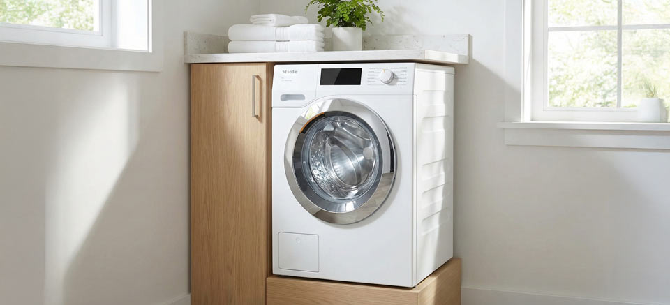 hero image of a clean washer machine