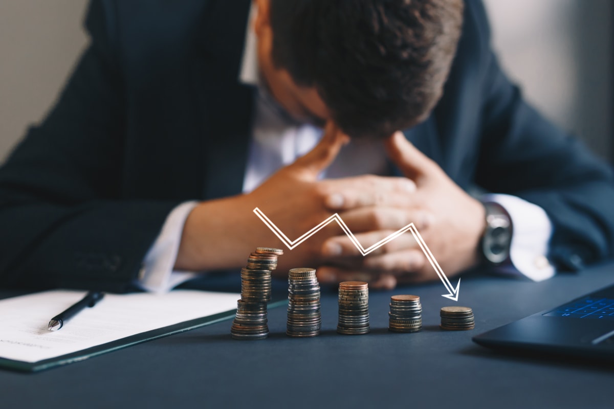 Close up of man going over finance papers