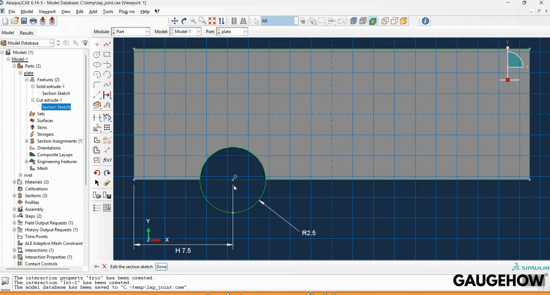 Abaqus CAE sketch circle dimension tool