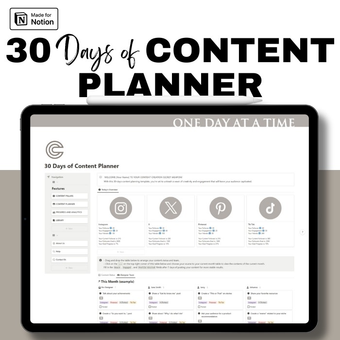 30 Days Of Content Planner