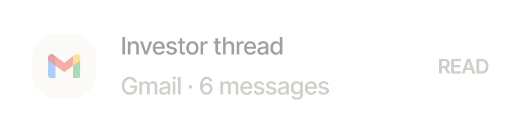 Investor thread, Gmail, 6 messages, read