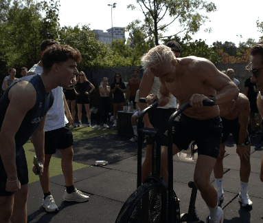 Athlete winning a race