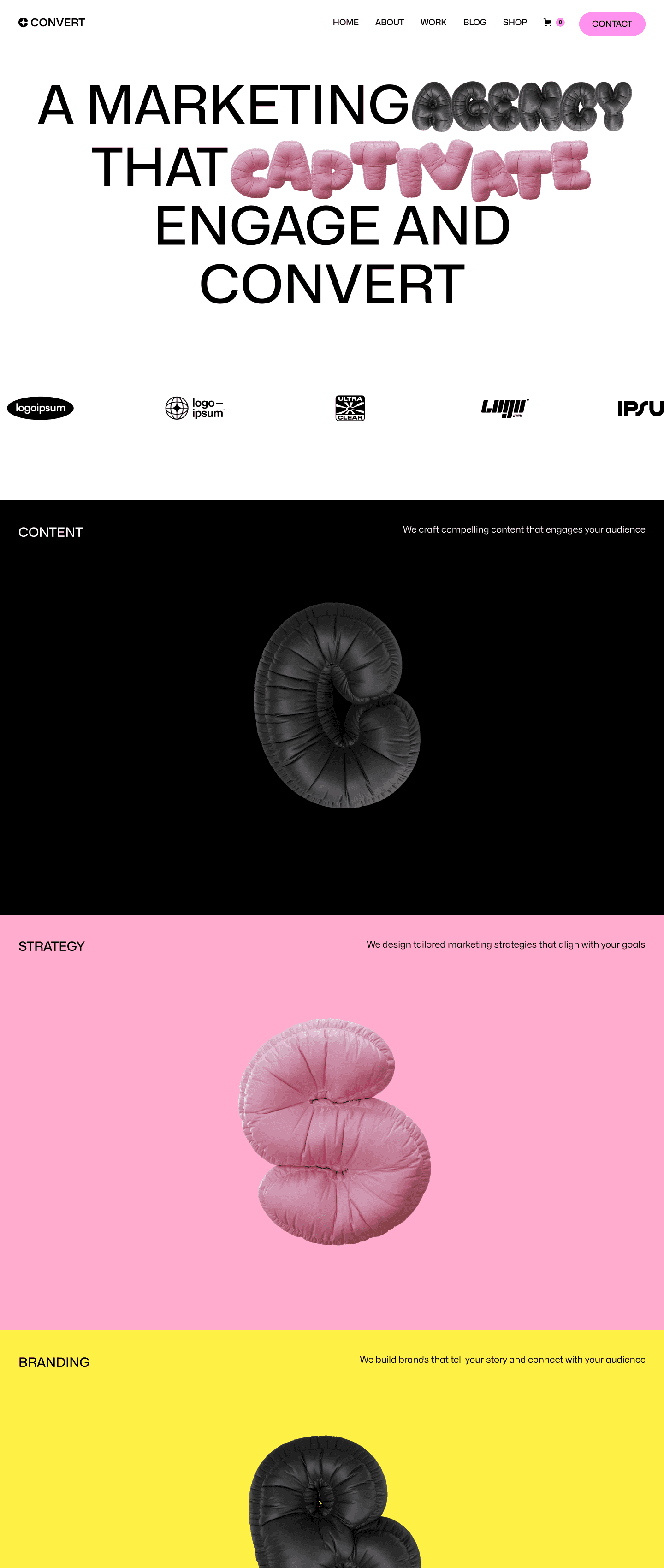 Screenshot of convert maketing agency webflow template
