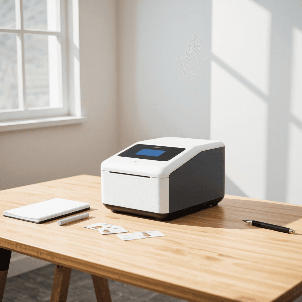 product photography of a card printer for printing identification cards
