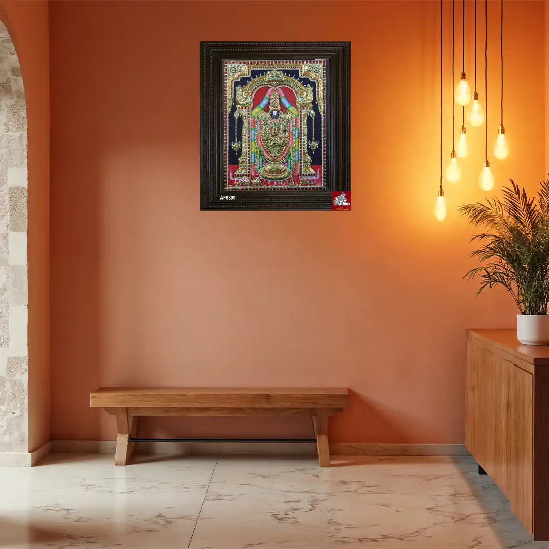 Tanjore painting of Lord Balaji (Tirupati Venkateswara)