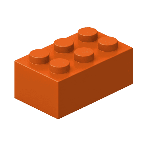 A single orange LEGO brick, rectangular with a smooth top and rounded pegs.