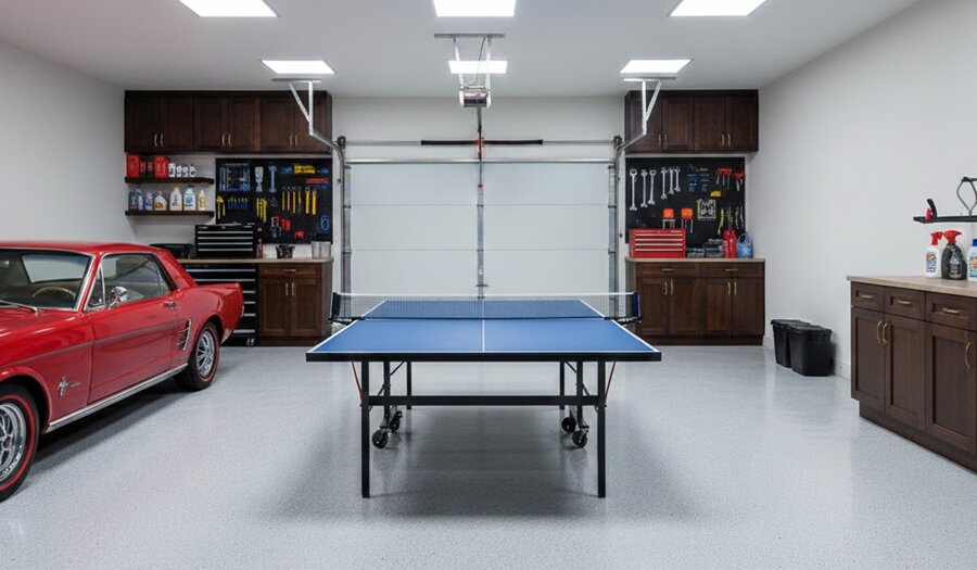 Ping pong in AIrbnb gaming room