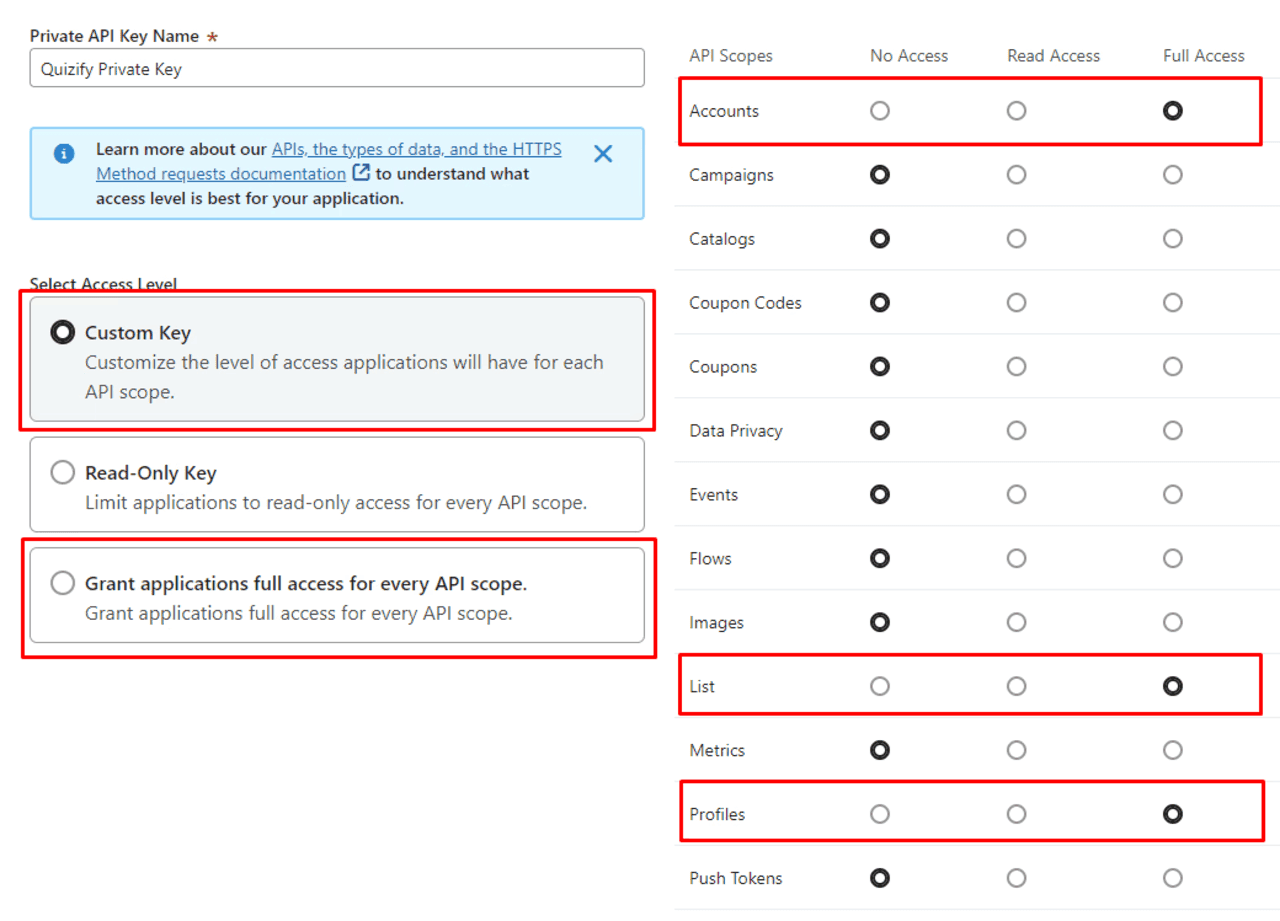  API keys in Mailchimp.