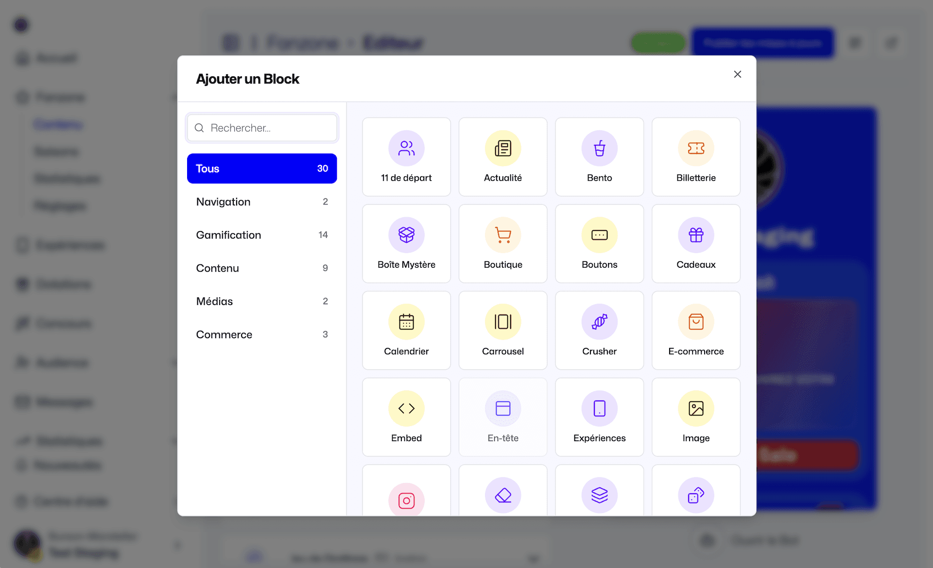 Fanzone Modal Add Block