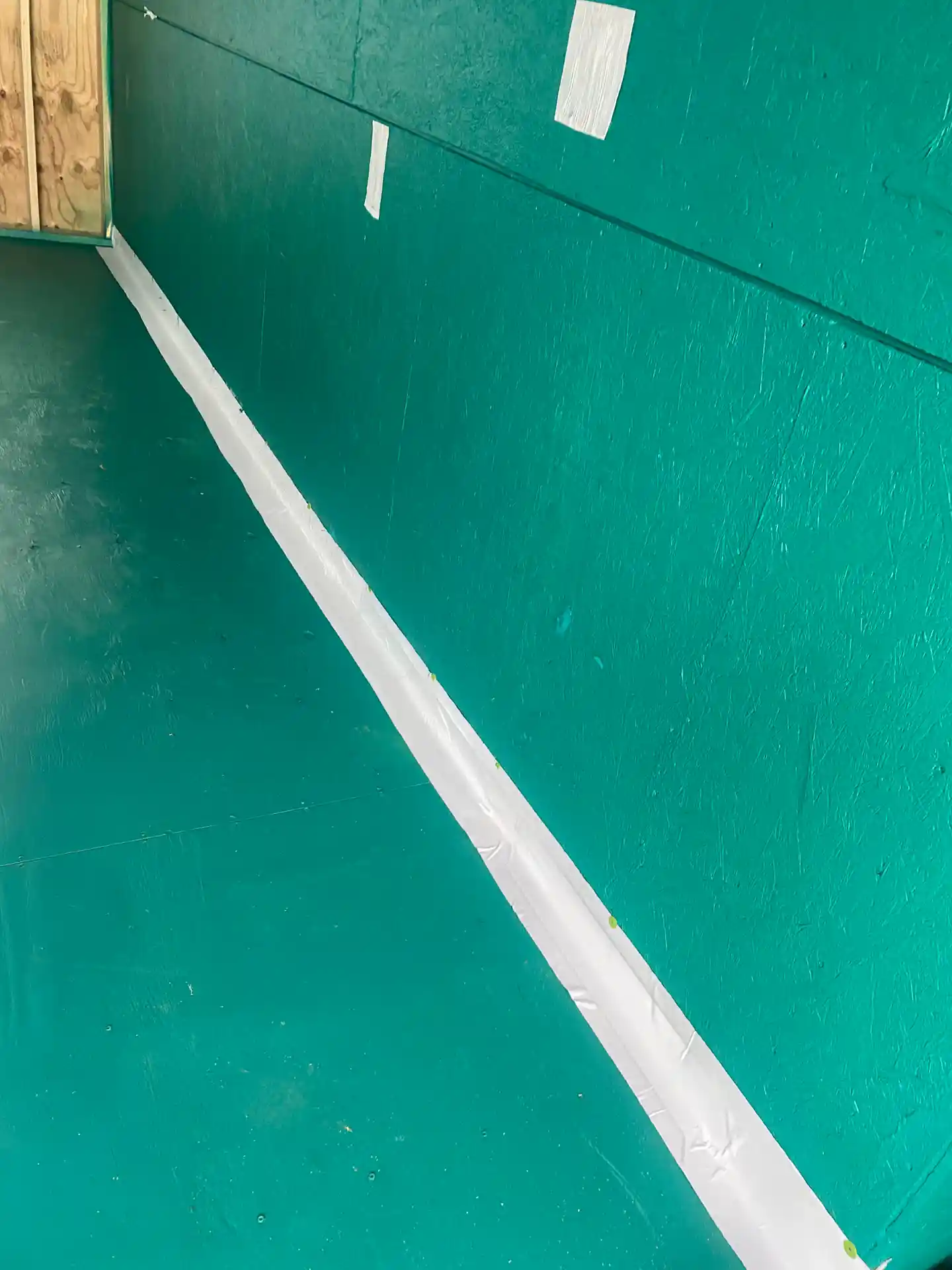 Rub-R-Flash applied to a corner seam