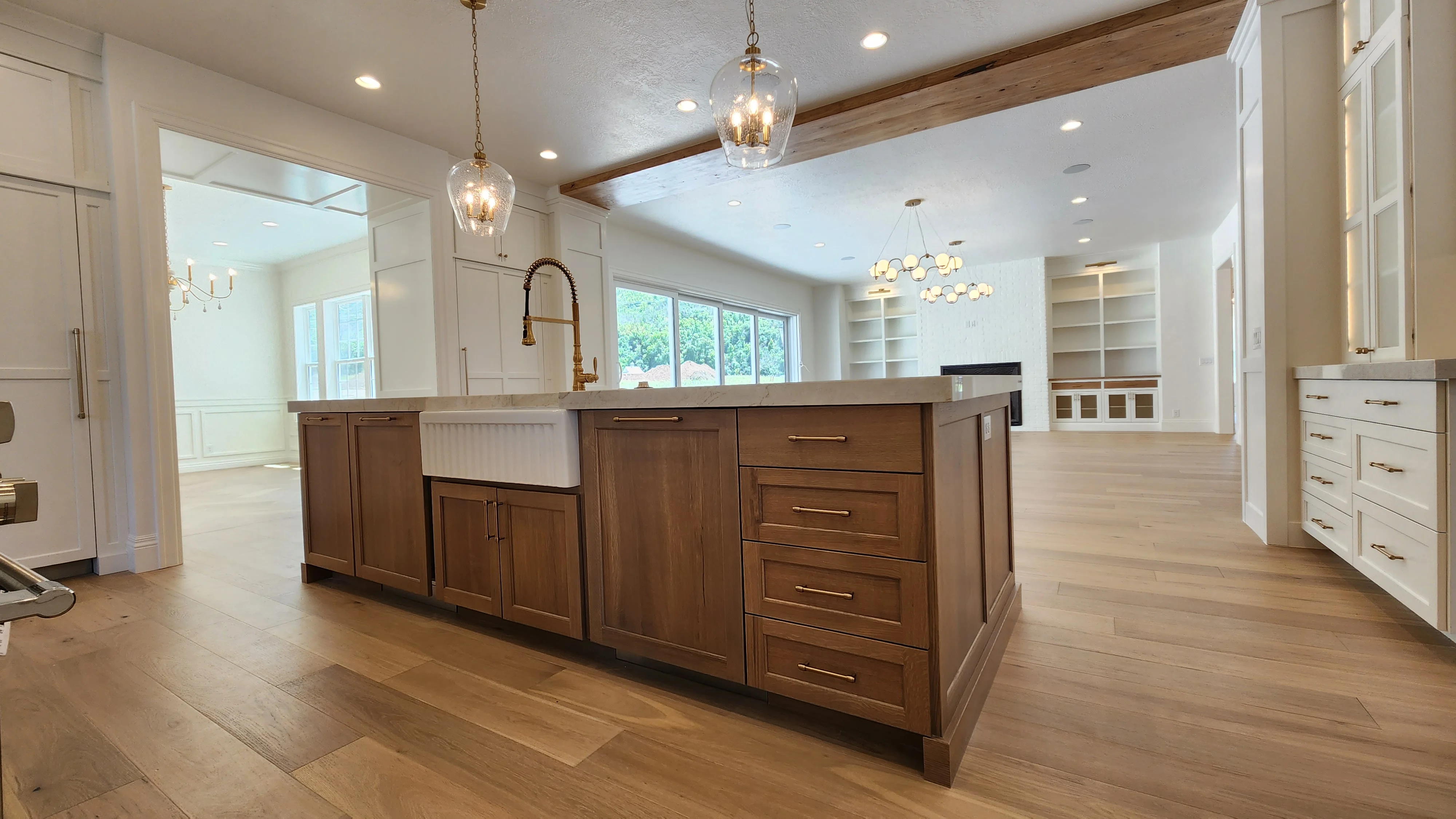 a woman in a red cape standing in the woods