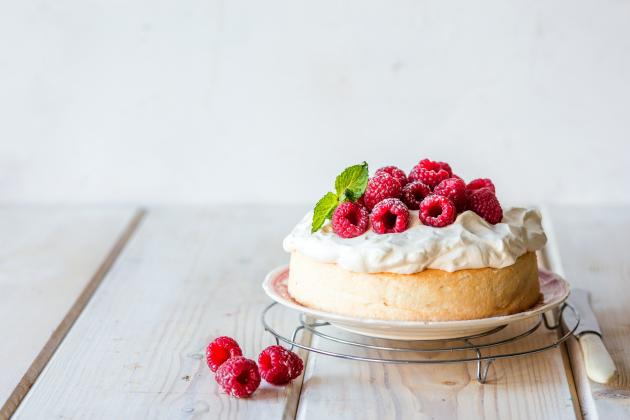 a vanilla ice cream with matcha cream served in a white plate