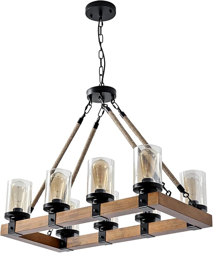 Farmhouse kitchen chandelier adds a stylish touch to home decor.