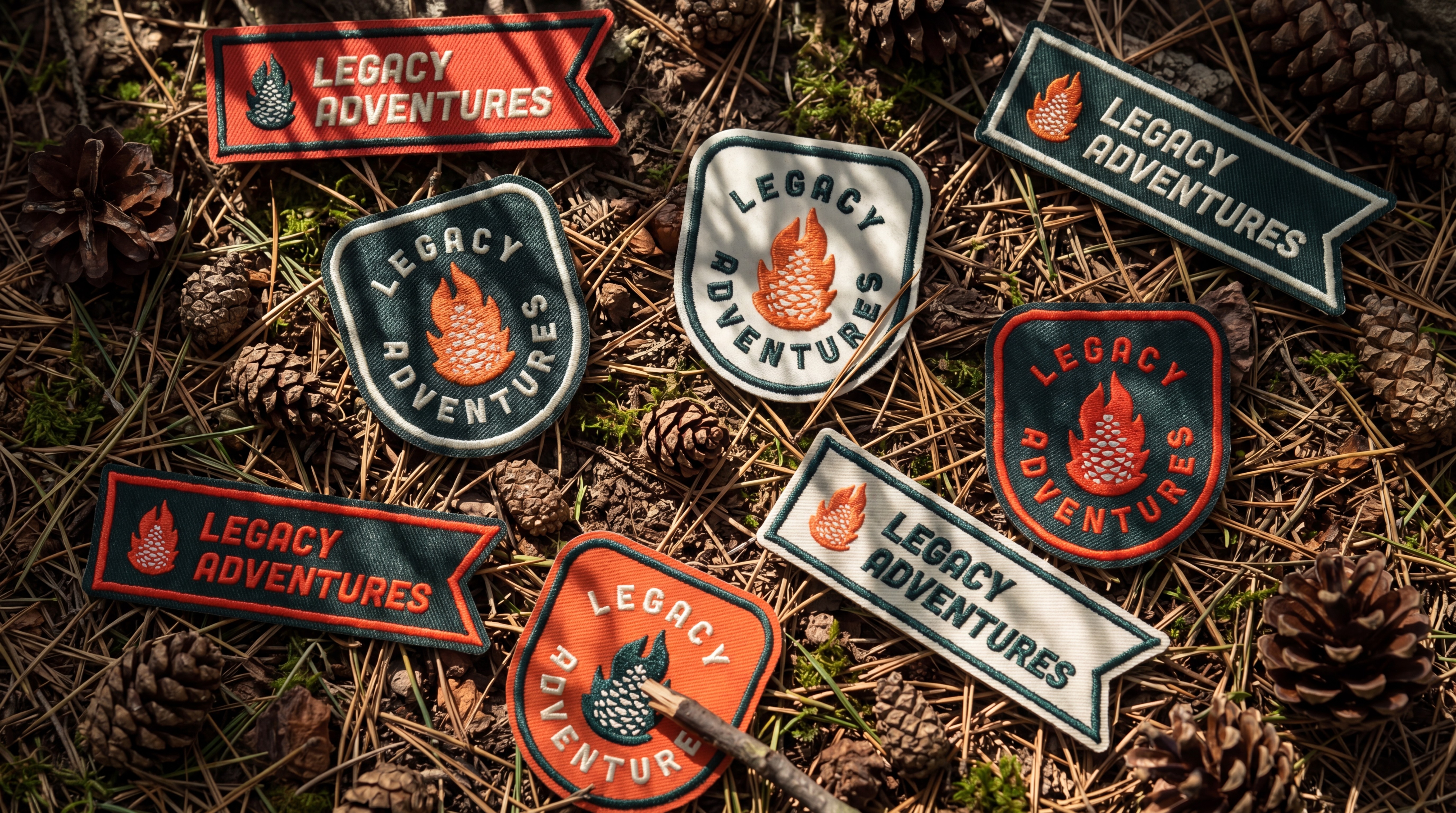 patches laying on pine needles