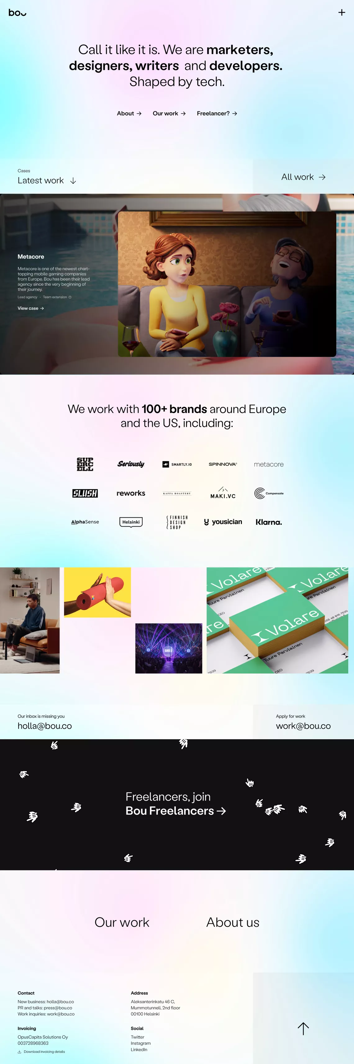 Bou – The Brand Company portfolio page screenshot showcasing Design and Tech design