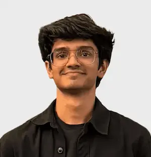 Circular profile photo of a Maayasthra founder beside a call scheduling button with a plus icon.
