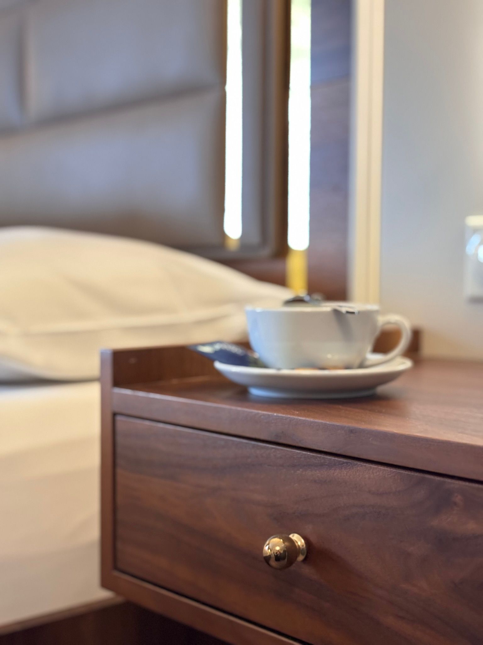 nfinity pool blending into the ocean view, minimalist sun loungers in soft neutral fabric, curved architecture