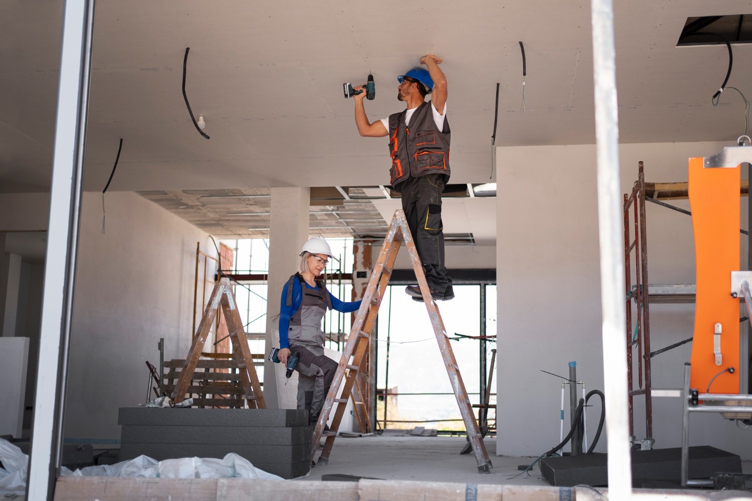 Operator checking maintenance in the building site.