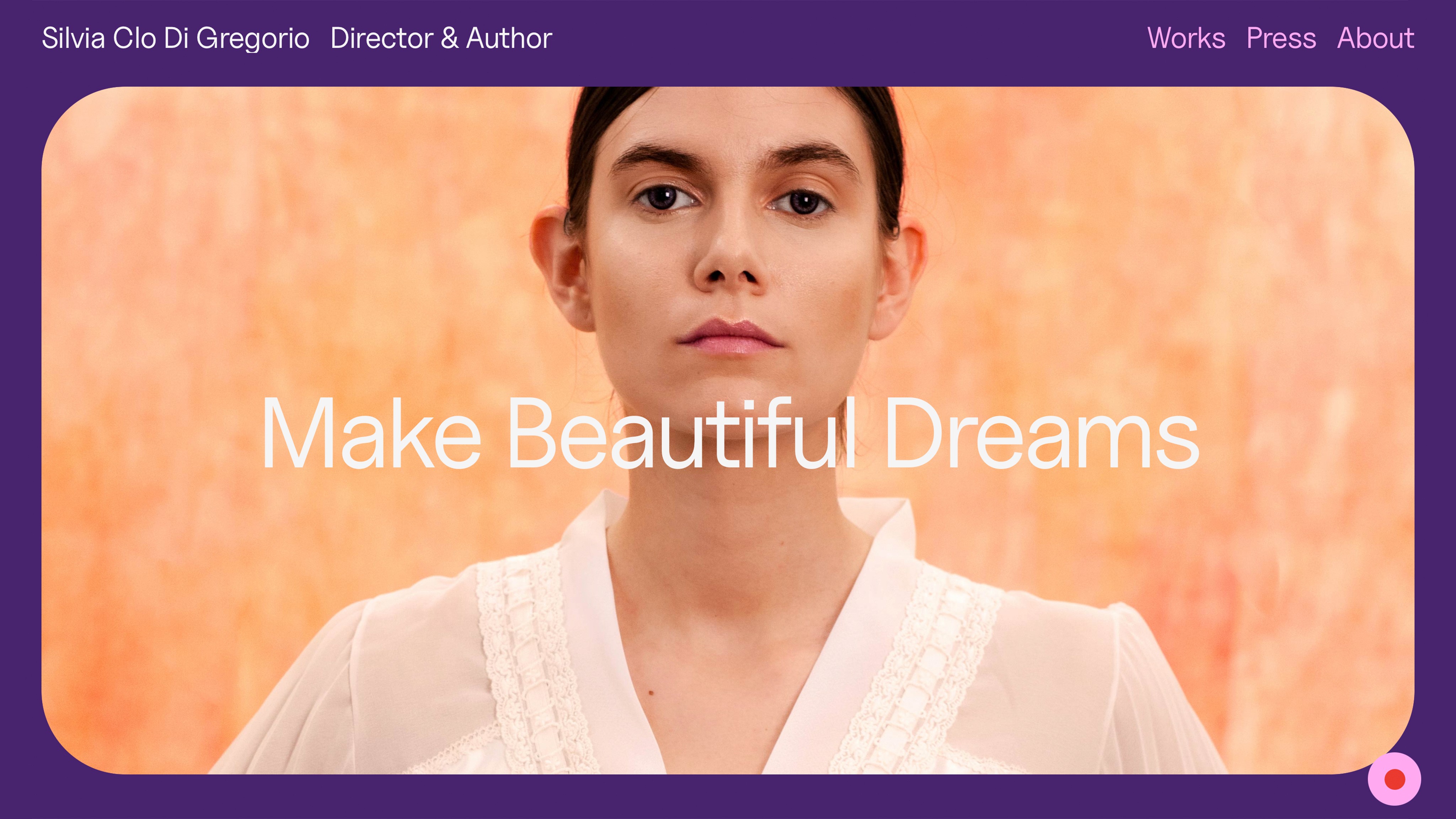 Cover image of Silvia Clo's project "Make Beautiful Dreams" featuring a portrait of her wearing a collective artwork made by 13 artists and performers.