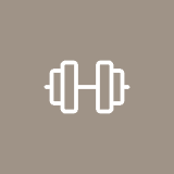 Minimalist outline icon of a fitness barbell
