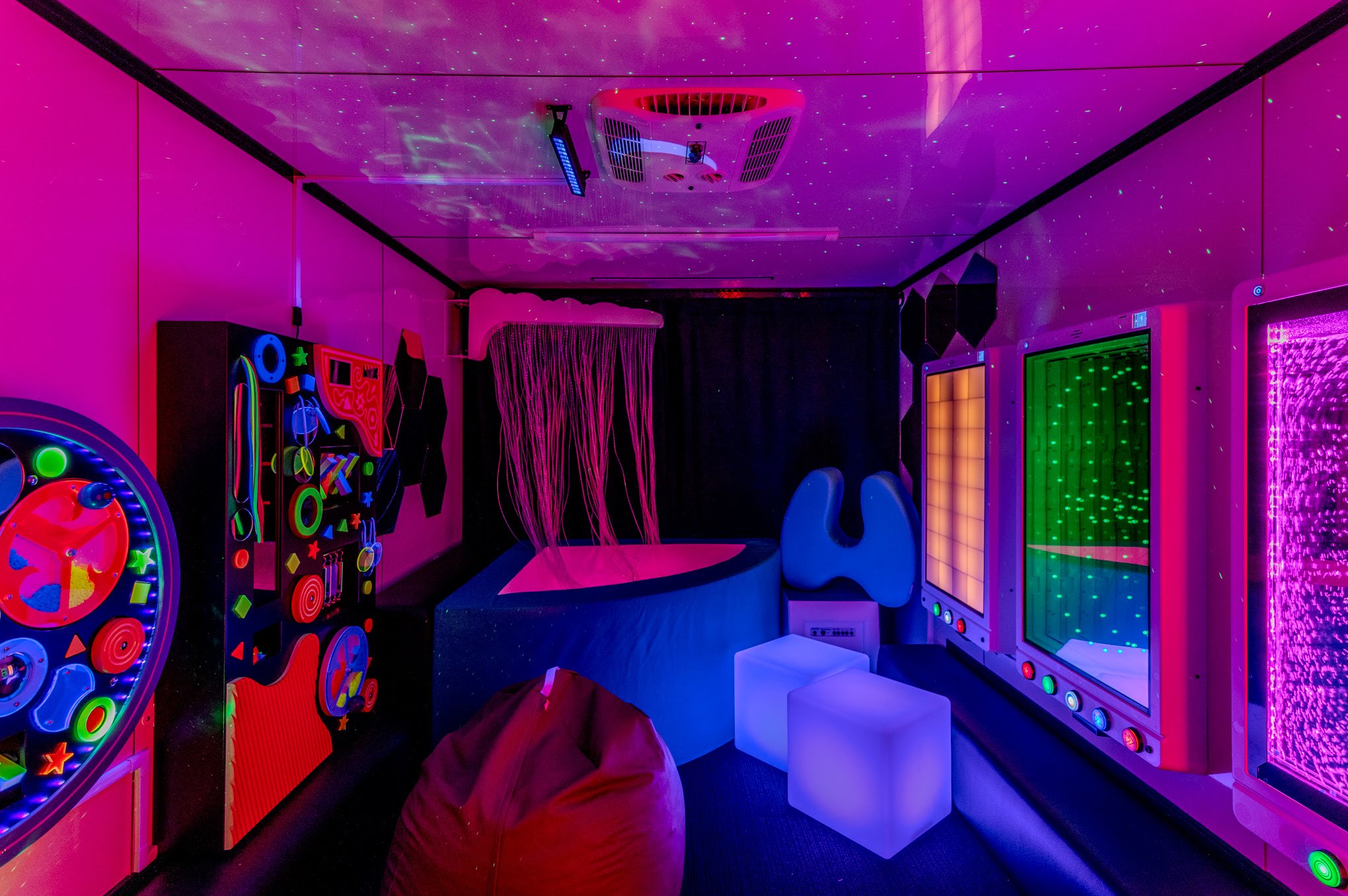 Close-up of joshua tree branches against a clear sky.