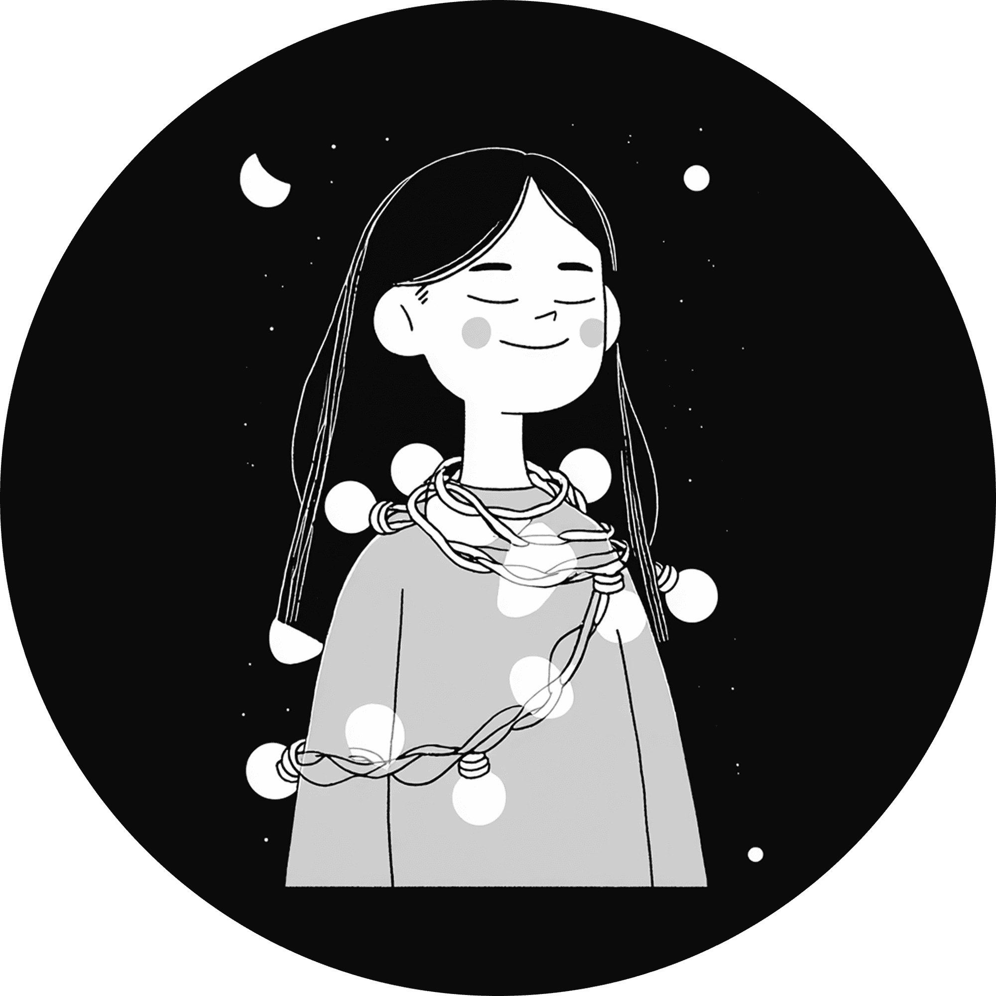 Illustration eines Mädchens mit Awareness Lichterkette