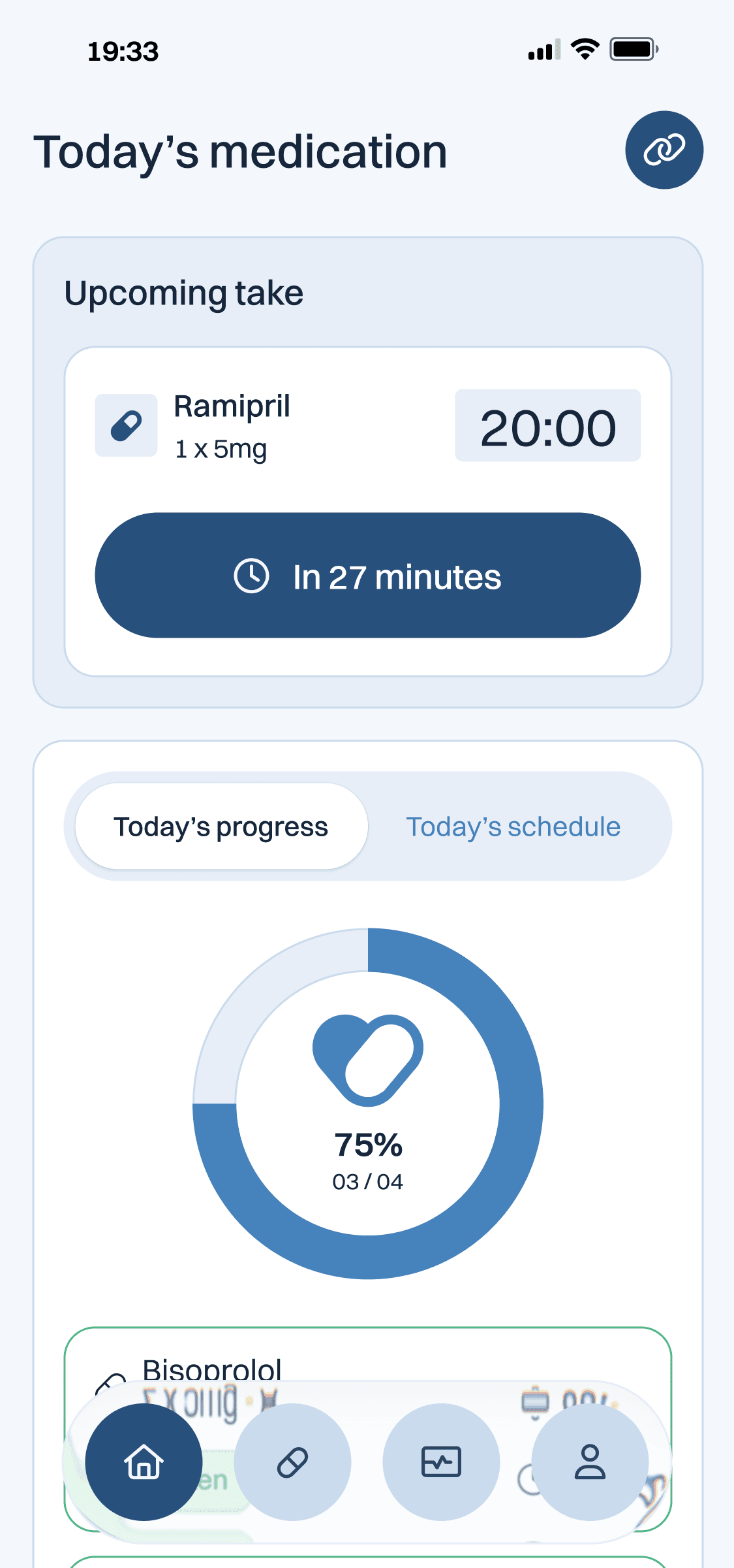 Medicase caregiver app interface showing real-time medication tracking and smart alert system