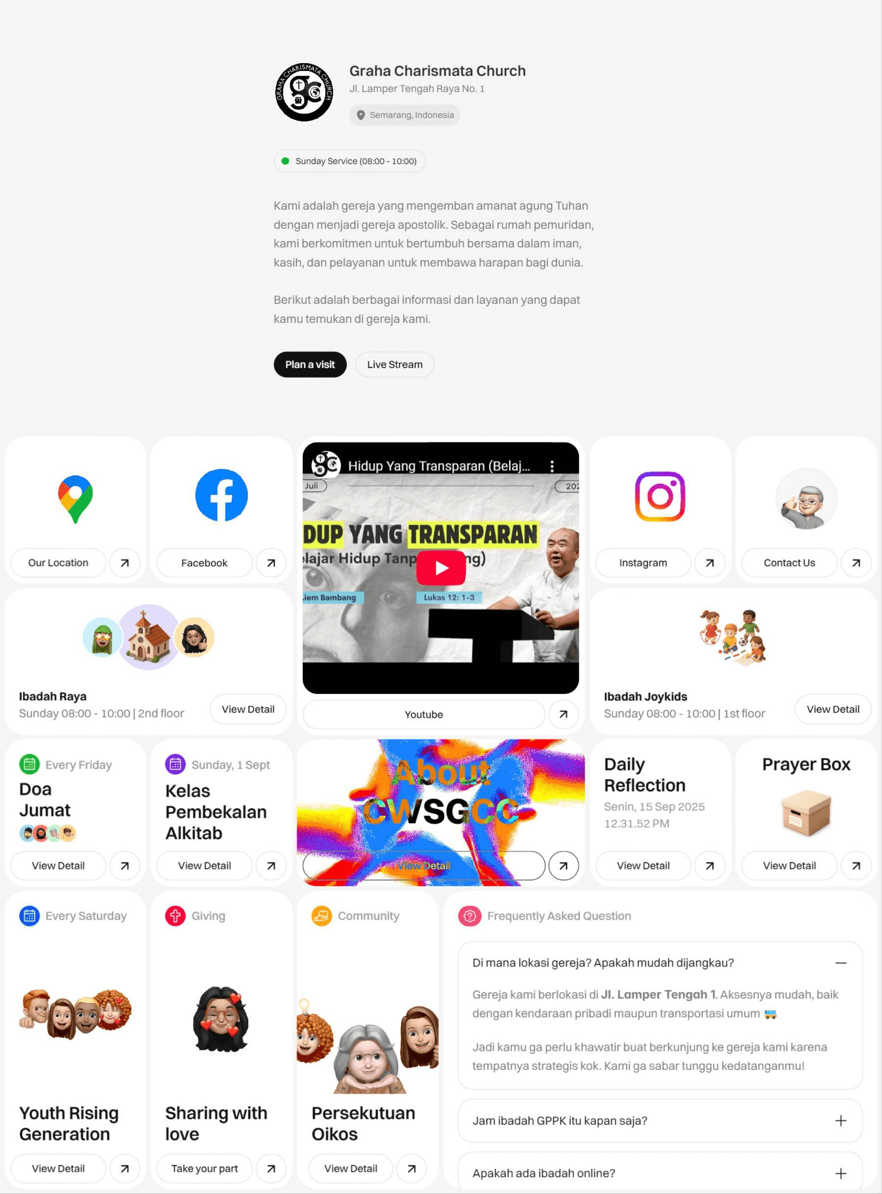 Graha Charismata church website cover – Jeremia Justin portfolio