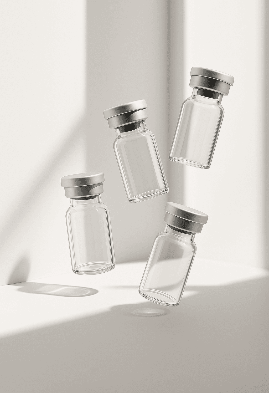 Peptide vials floating in the air